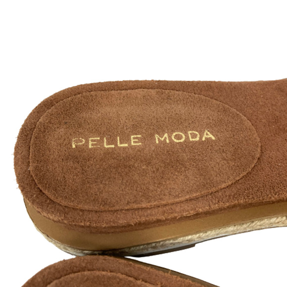 Pella Moda Sandals Womens Sz 8 Suede Leather Fringe Brown Slides Brown NEW - Picture 5 of 7